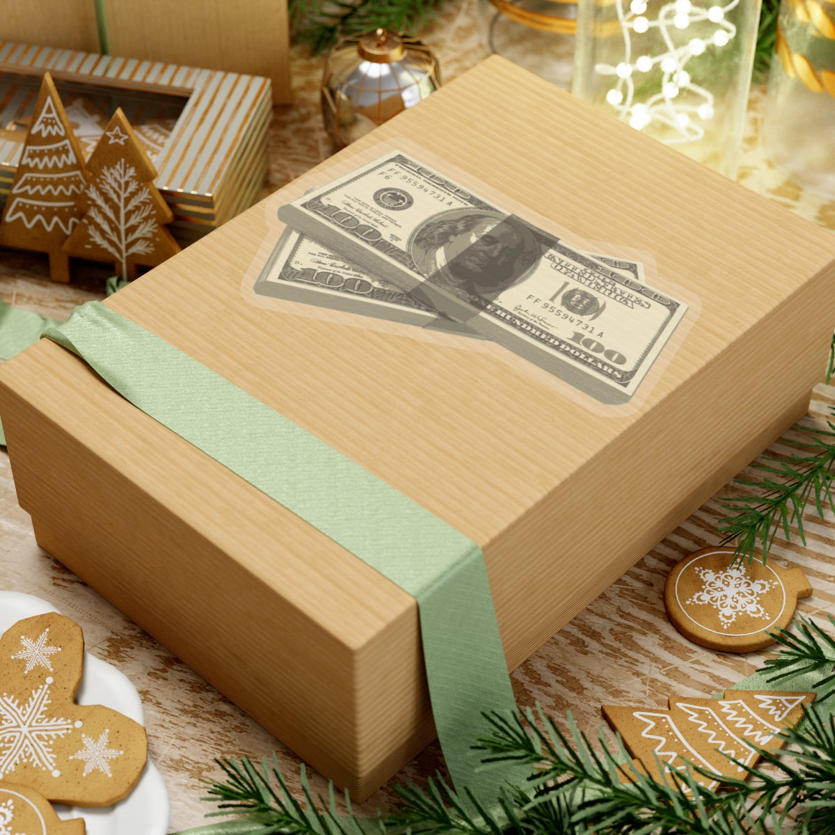 Money Stack Sticker — Realistic 100 Bill Kiss-Cut Decal