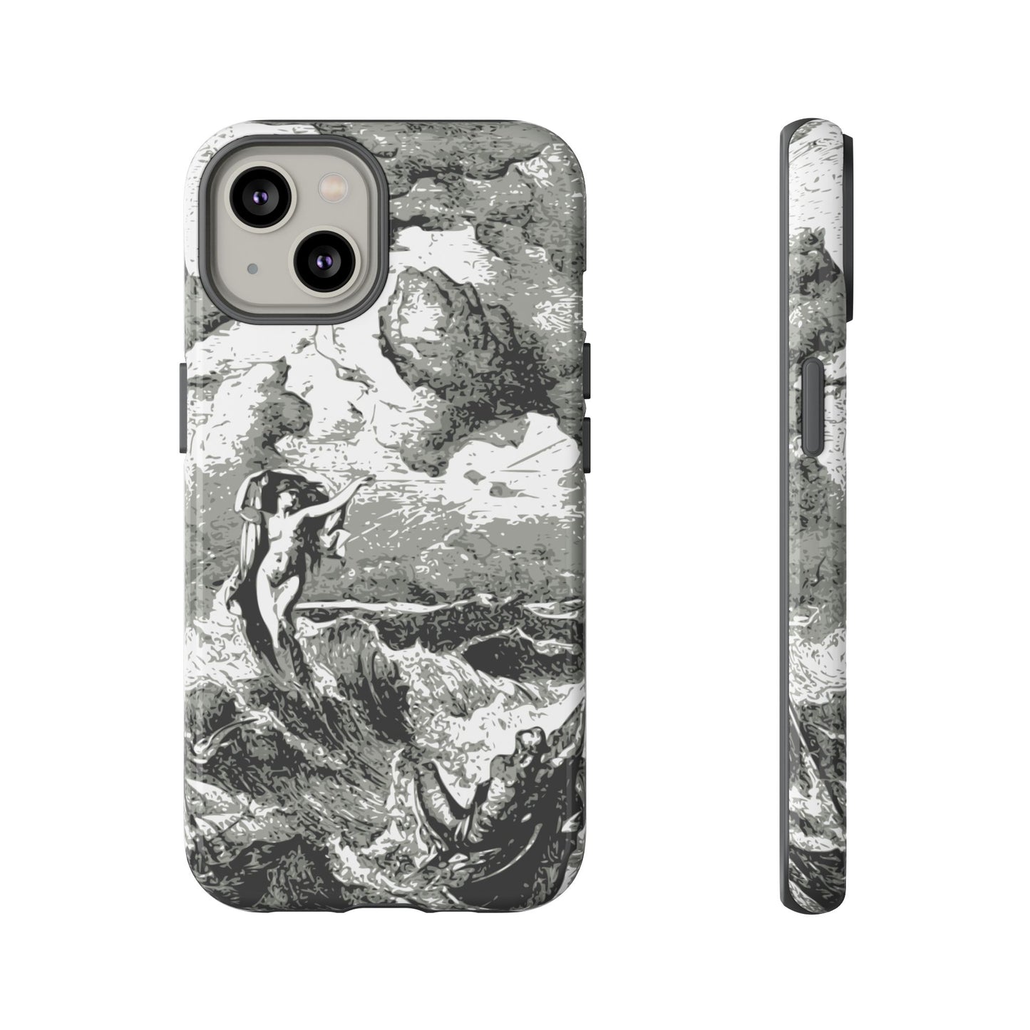Vintage Ocean Art Phone Case — Mythic Sea Illustration Tough Case