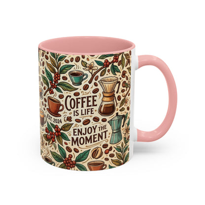 Coffee Mug — "Brew Happy" Ceramic Accent Mug (11/15 oz)