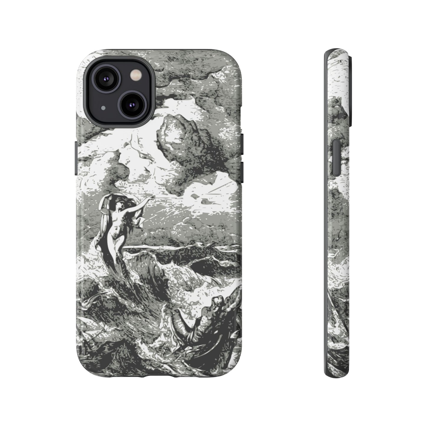 Vintage Ocean Art Phone Case — Mythic Sea Illustration Tough Case