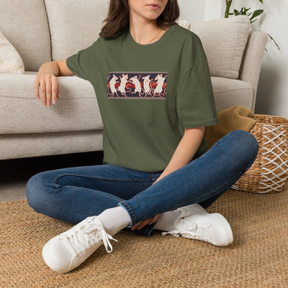 Dancing Rats Graphic T-Shirt — Vintage Folk Art Rodent Design