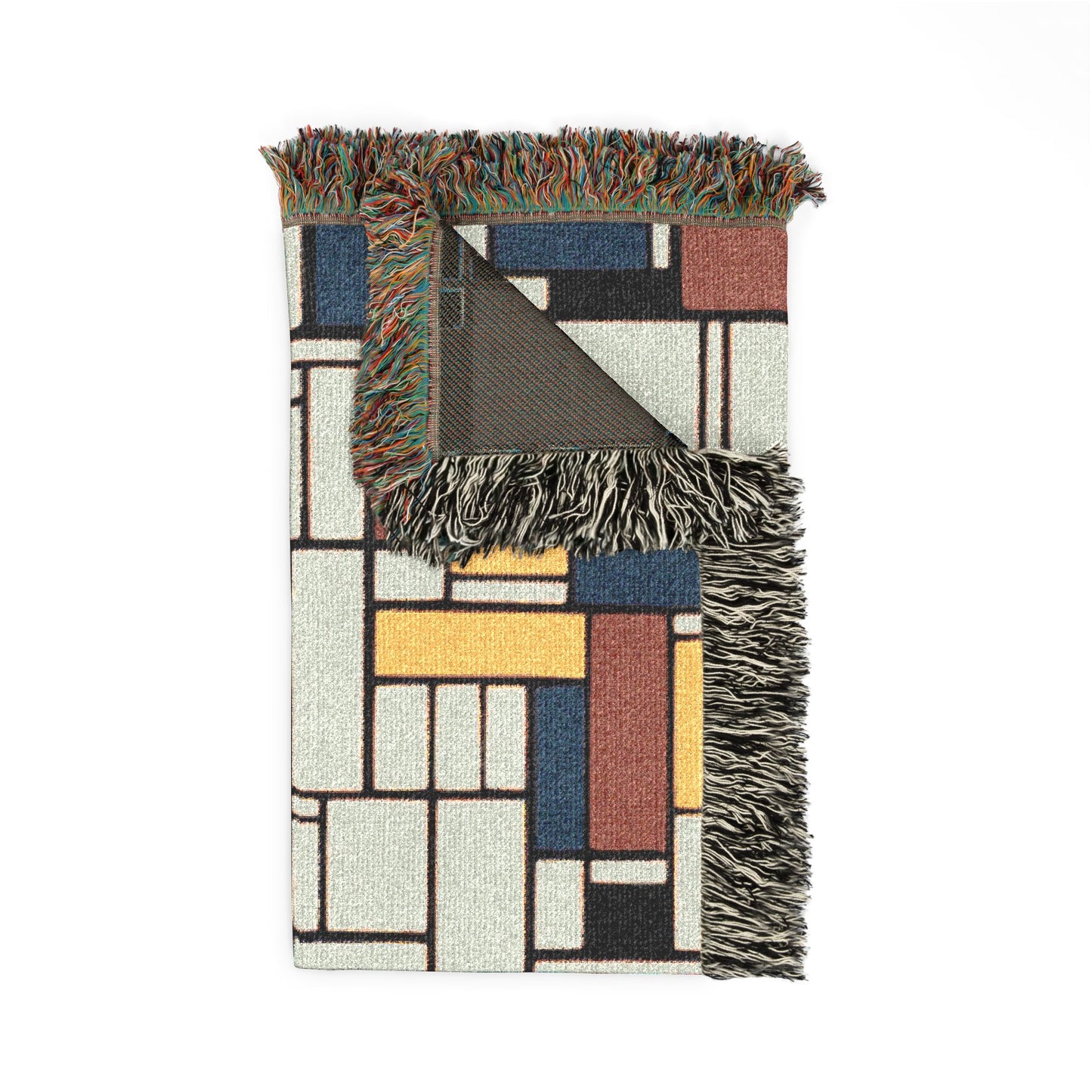 Modern Geometric Woven Blanket — Mid-Century Rectangle Pattern Throw