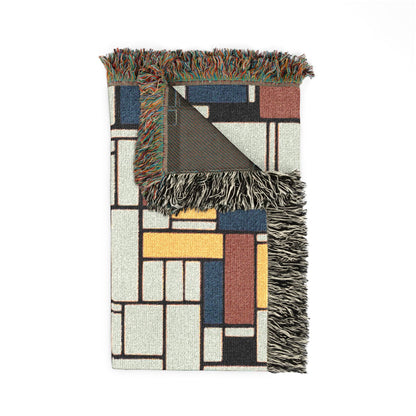 Modern Geometric Woven Blanket — Mid-Century Rectangle Pattern Throw