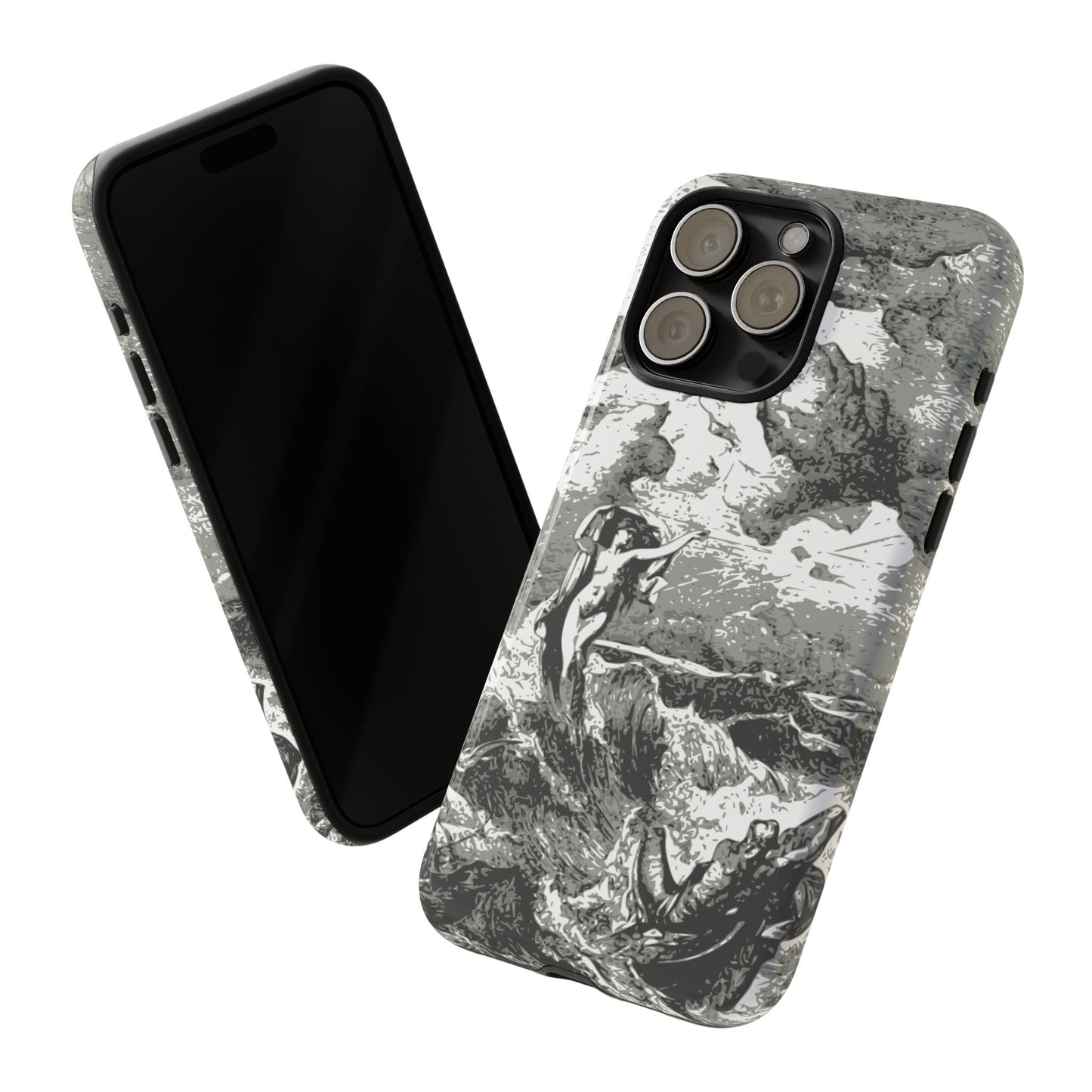 Vintage Ocean Art Phone Case — Mythic Sea Illustration Tough Case