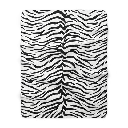 Zebra Print Sherpa Blanket — Cozy Faux Fur Fleece Throw