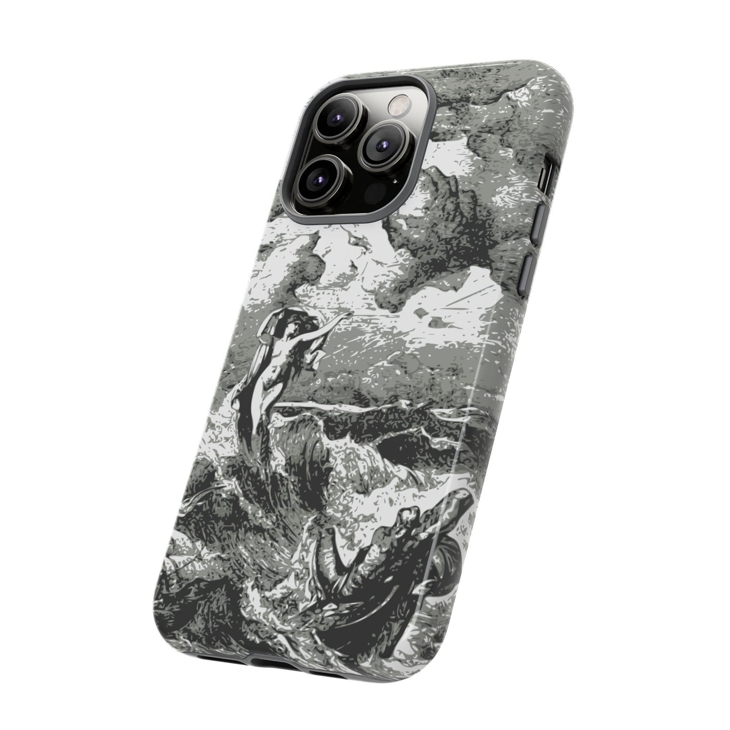 Vintage Ocean Art Phone Case — Mythic Sea Illustration Tough Case
