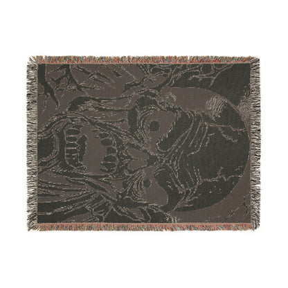 Skull & Roots Woven Blanket — Gothic Skull Throw for Halloween Décor