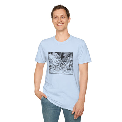 Sketched Sea Serpent T-Shirt — Mythical Monochrome Nautical Graphic Tee