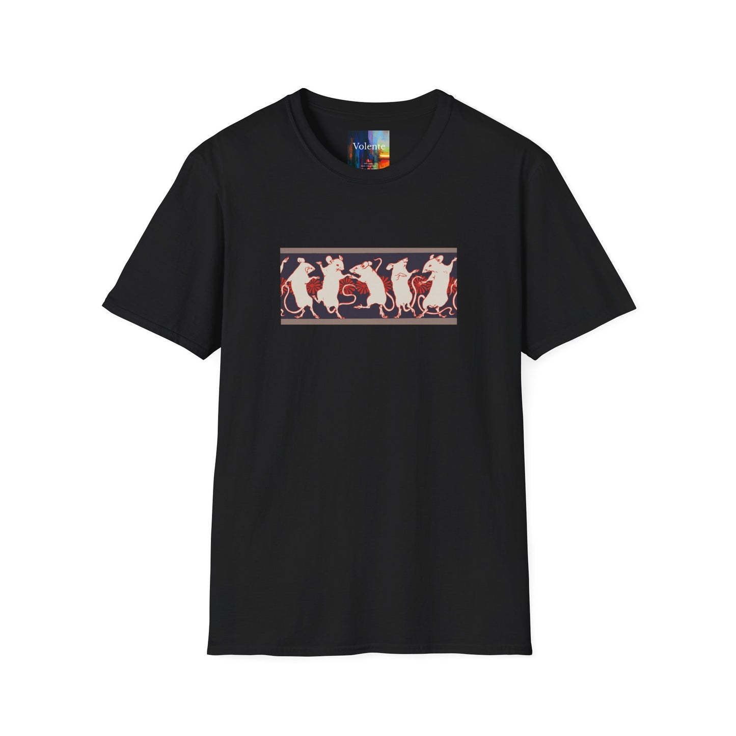 Dancing Rats Graphic T-Shirt — Vintage Folk Art Rodent Design
