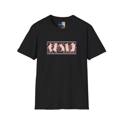 Dancing Rats Graphic T-Shirt — Vintage Folk Art Rodent Design