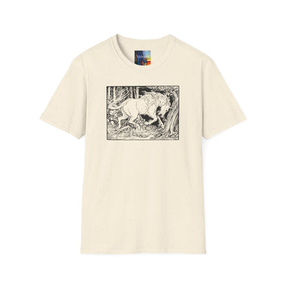 Mystic Forest Unicorn T-Shirt — Hand-Drawn Monochrome Fantasy Tee