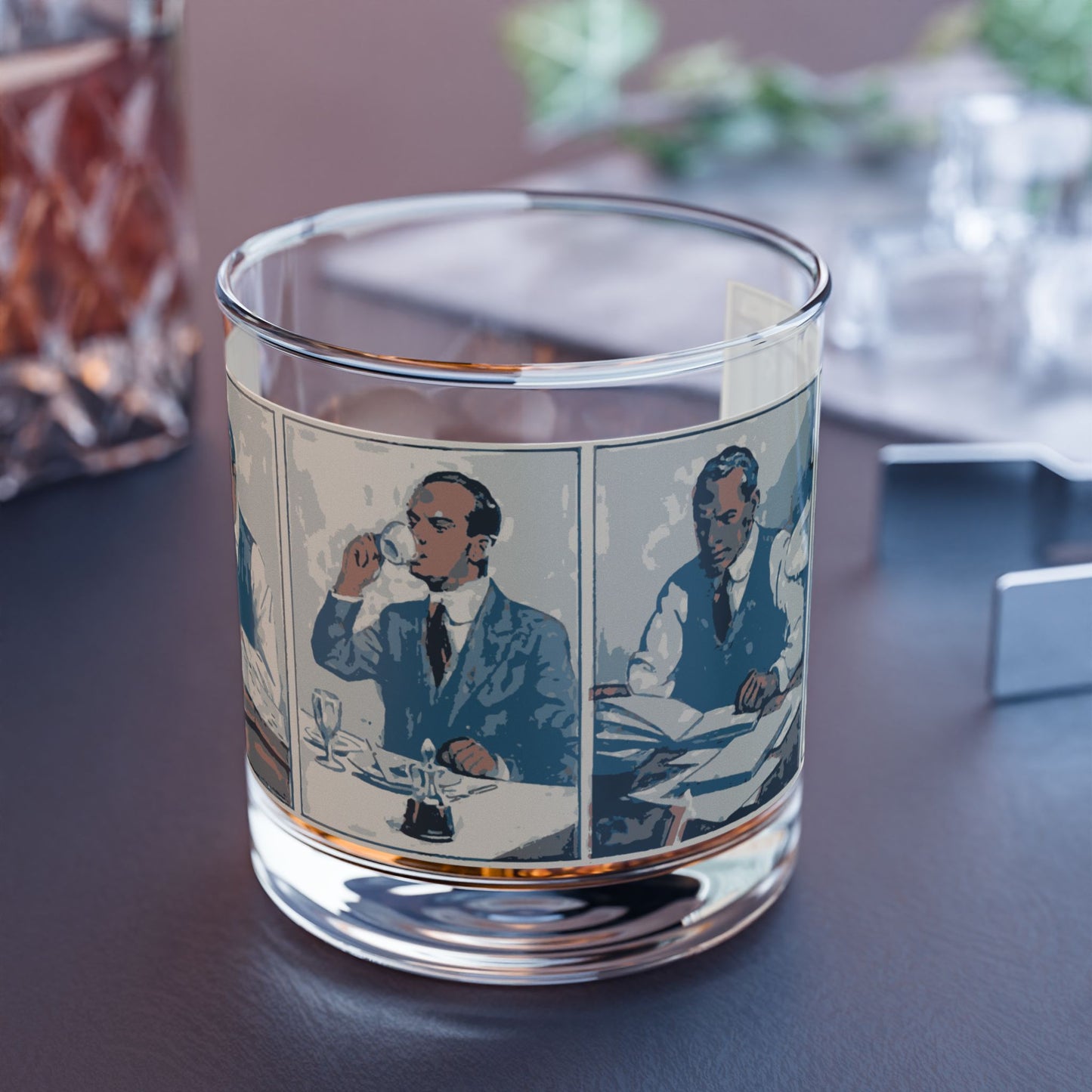 Vintage Gentleman Illustration Rocks Glass — 10 oz Whiskey Tumbler