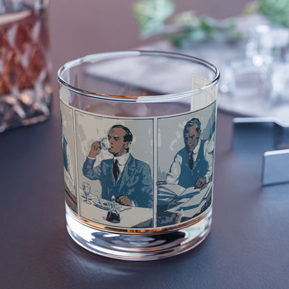 Vintage Gentleman Illustration Rocks Glass — 10 oz Whiskey Tumbler