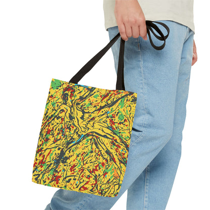Abstract Yellow Splash Tote Bag — Vibrant Paint-Splatter AOP Tote