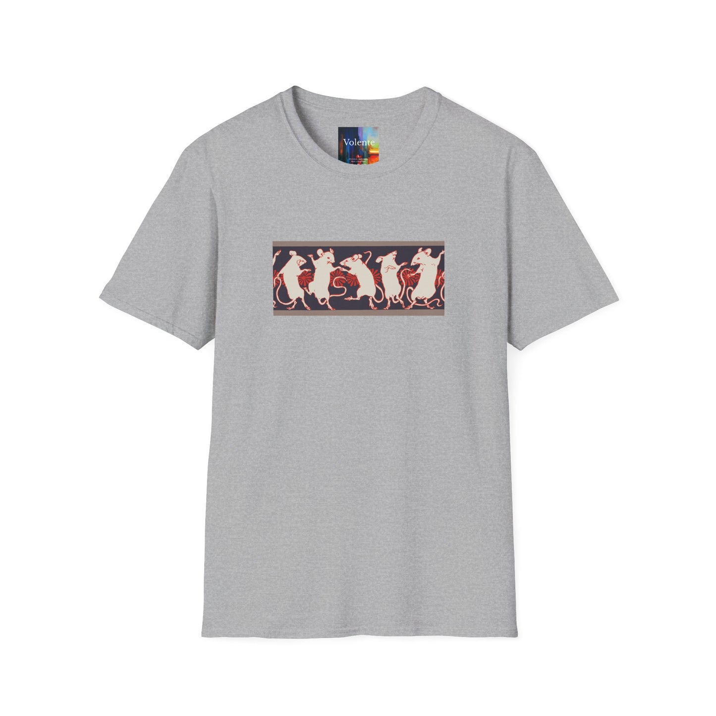 Dancing Rats Graphic T-Shirt — Vintage Folk Art Rodent Design