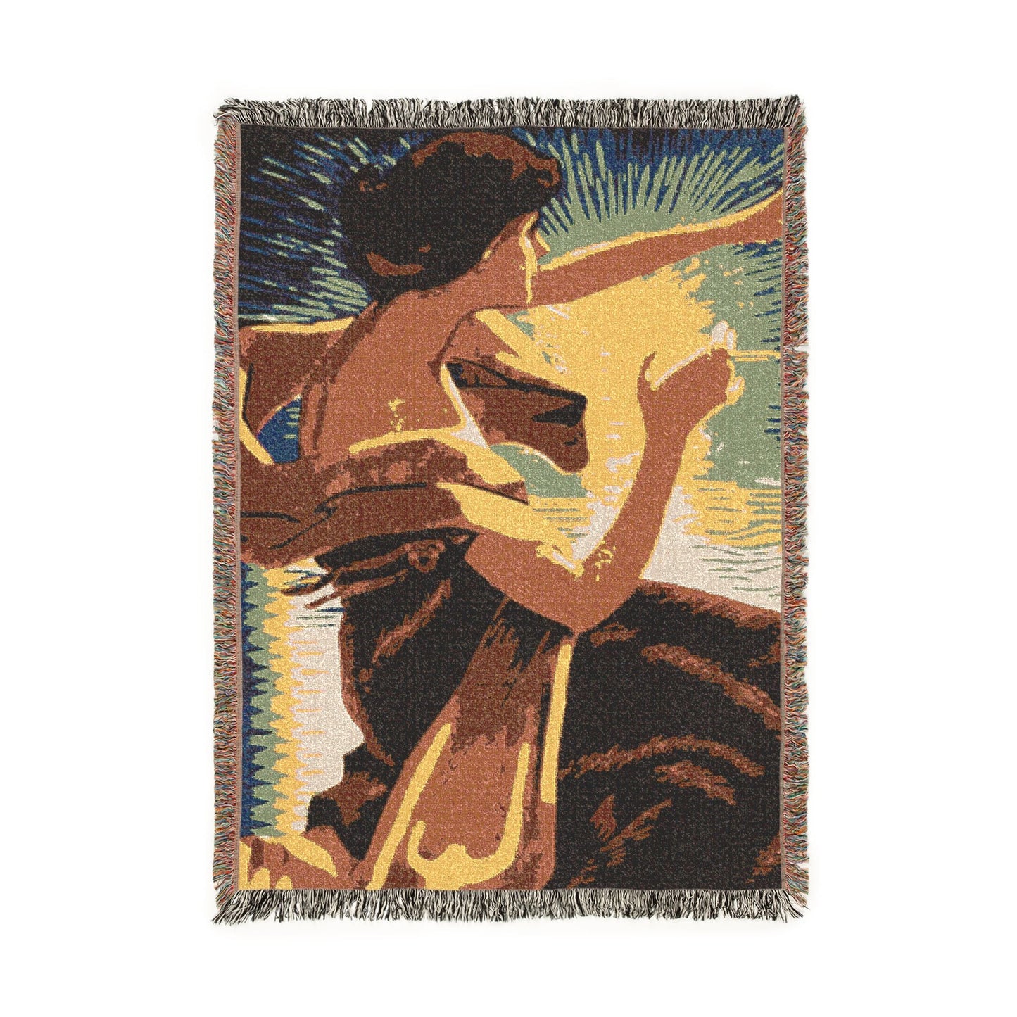 Artistic Woven Blanket — Retro Abstract Figure Throw for Home Décor