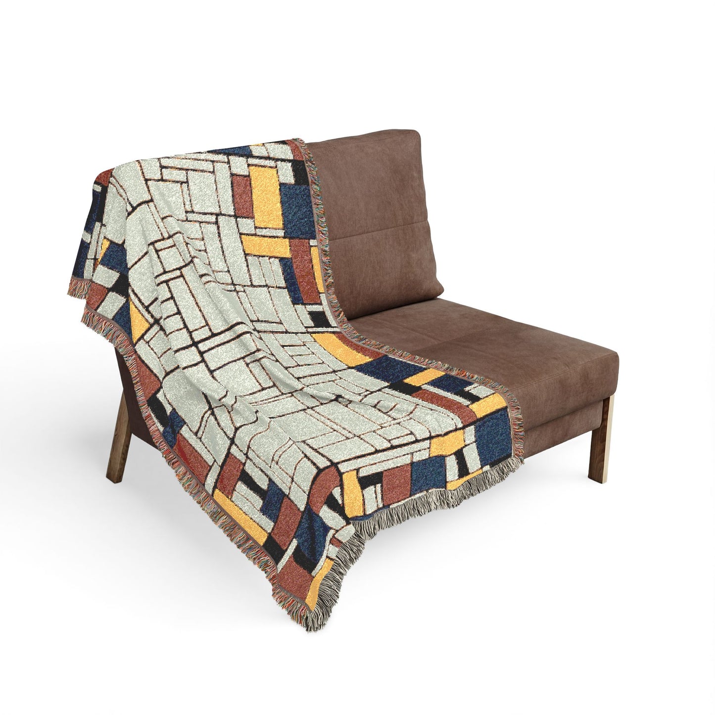 Modern Geometric Woven Blanket — Mid-Century Rectangle Pattern Throw