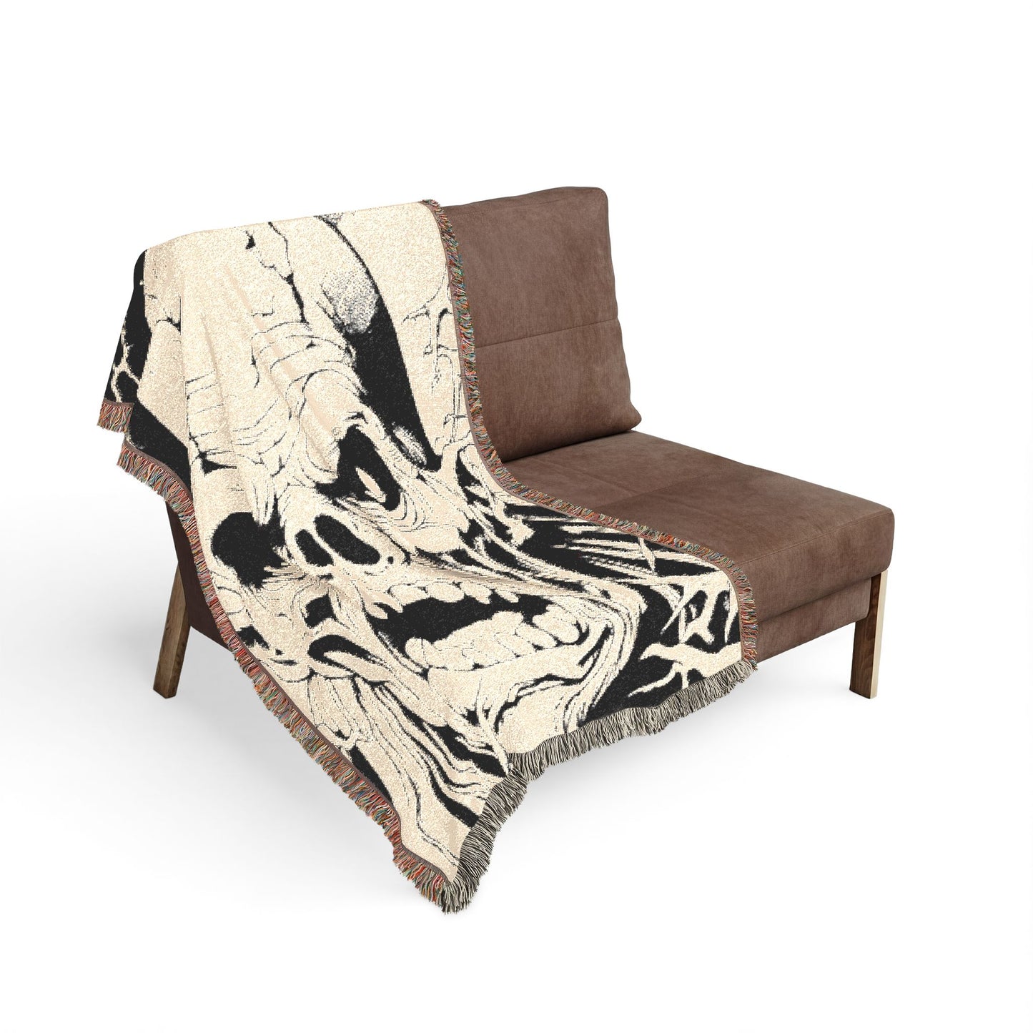 Skull & Roots Woven Blanket — Gothic Skull Throw for Halloween Décor