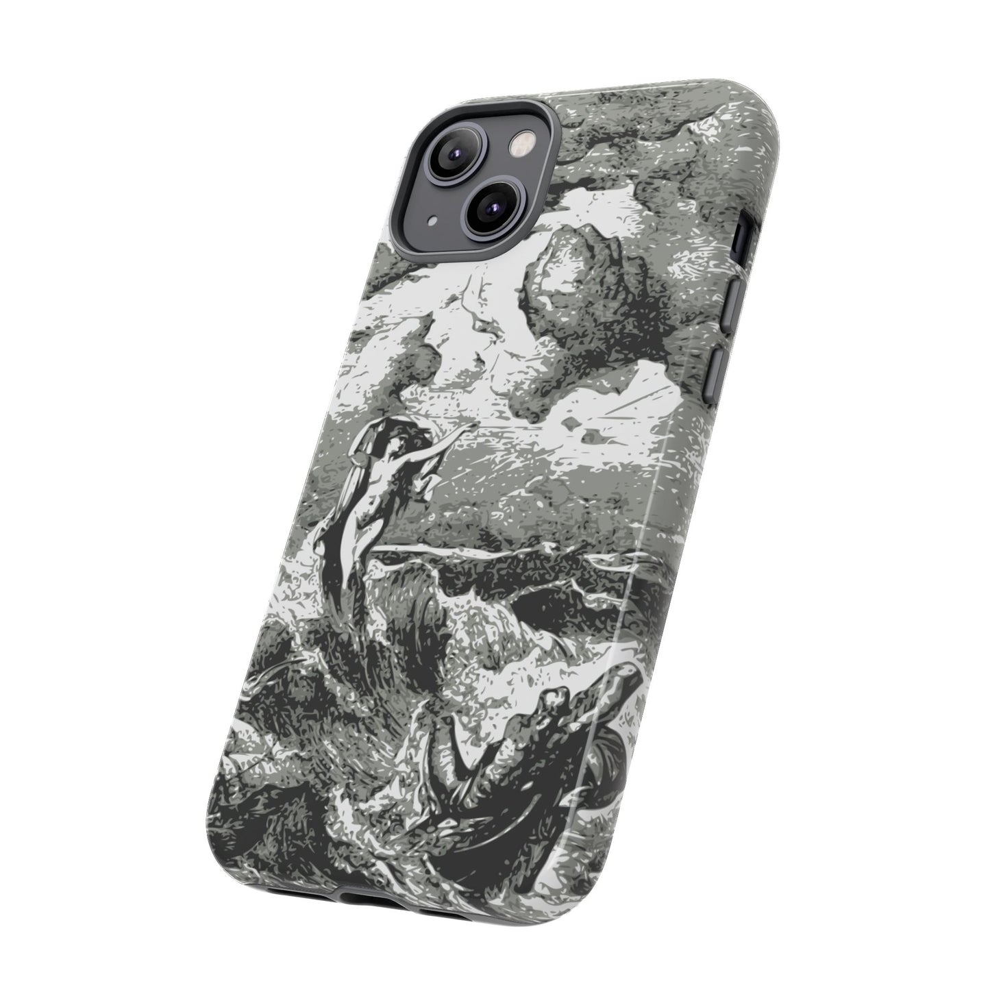 Vintage Ocean Art Phone Case — Mythic Sea Illustration Tough Case