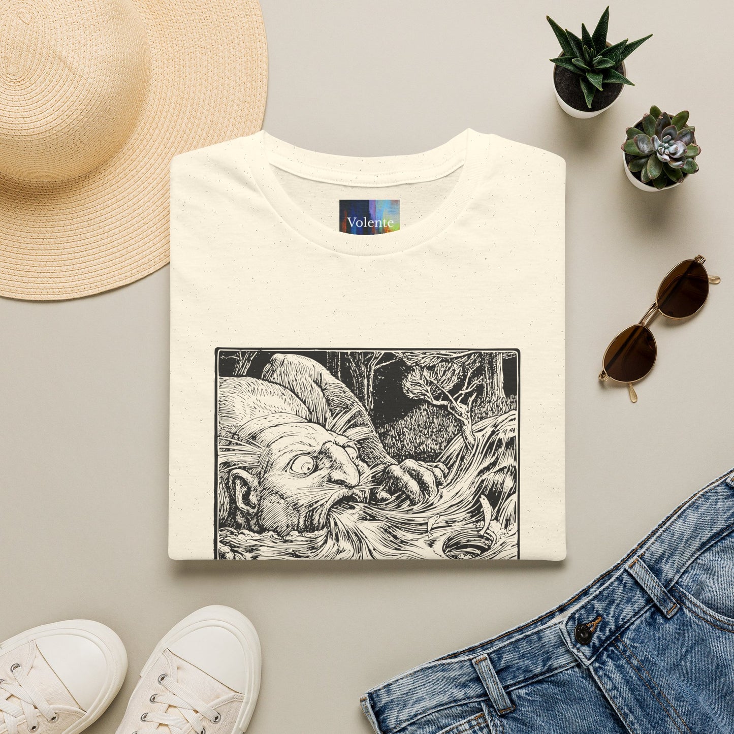 Sketched Sea Serpent T-Shirt — Mythical Monochrome Nautical Graphic Tee