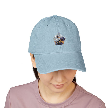 Embroidered Cat Face Denim Hat – Cute Sparkle Kitten Cap