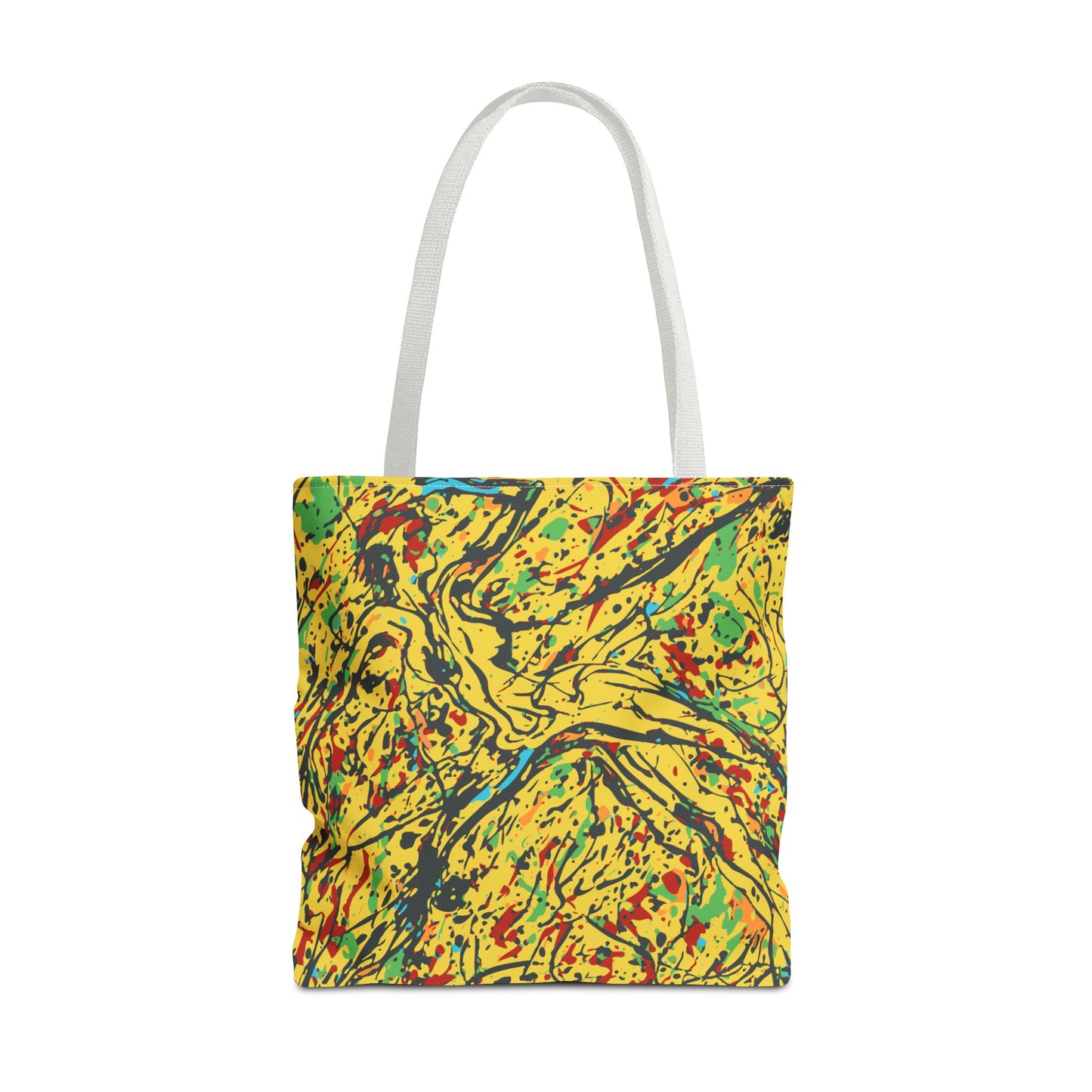 Abstract Yellow Splash Tote Bag — Vibrant Paint-Splatter AOP Tote