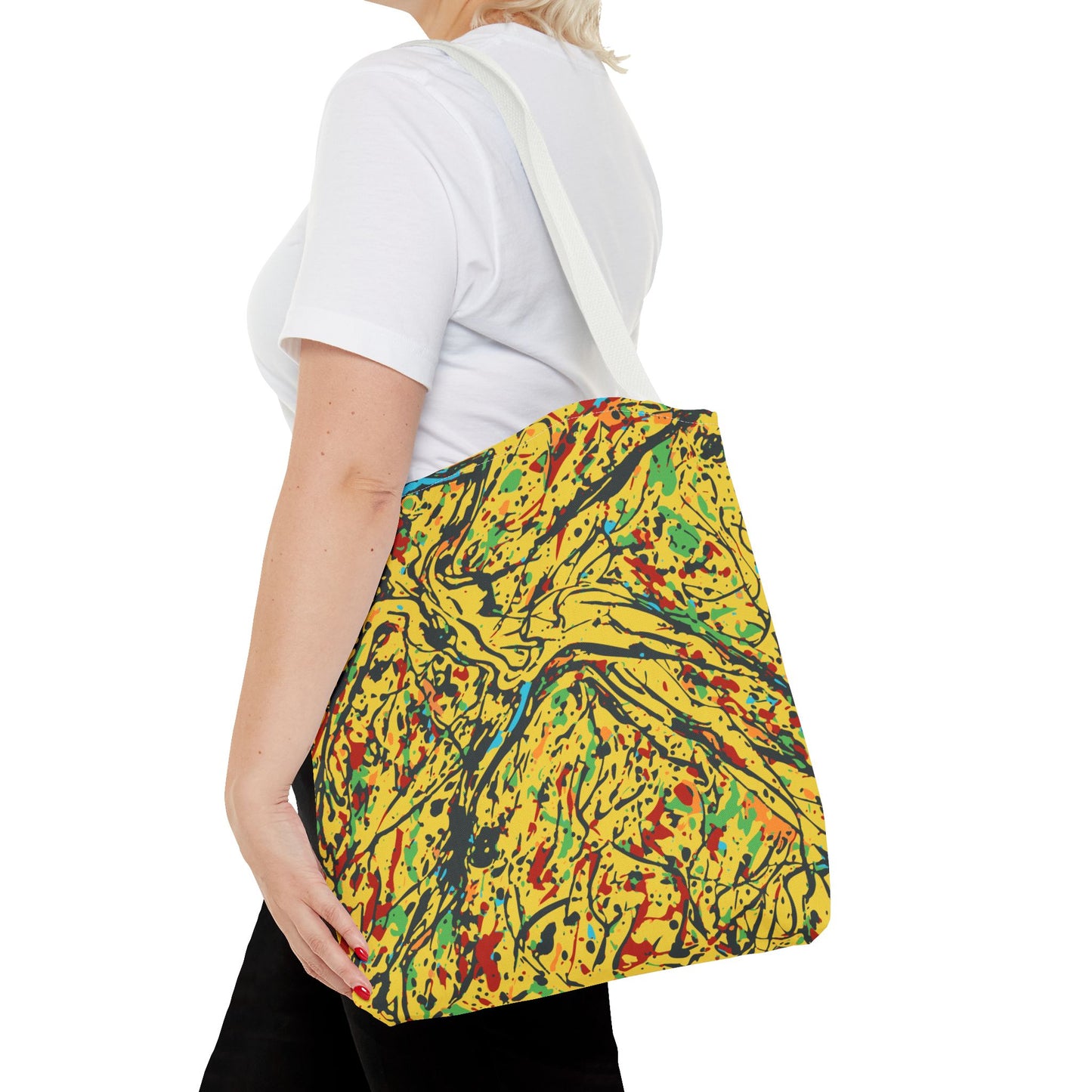Abstract Yellow Splash Tote Bag — Vibrant Paint-Splatter AOP Tote