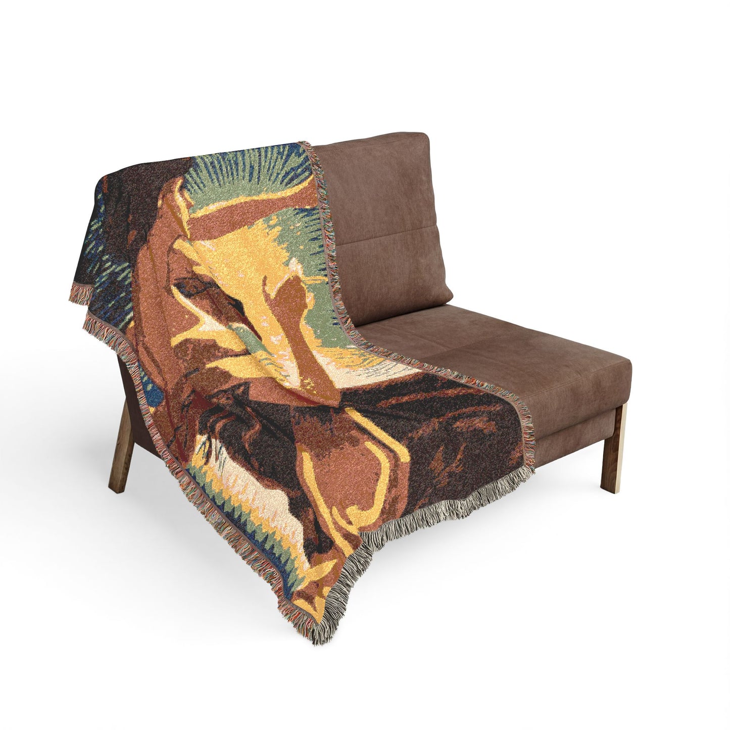 Artistic Woven Blanket — Retro Abstract Figure Throw for Home Décor
