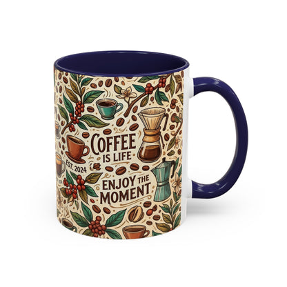 Coffee Mug — "Brew Happy" Ceramic Accent Mug (11/15 oz)