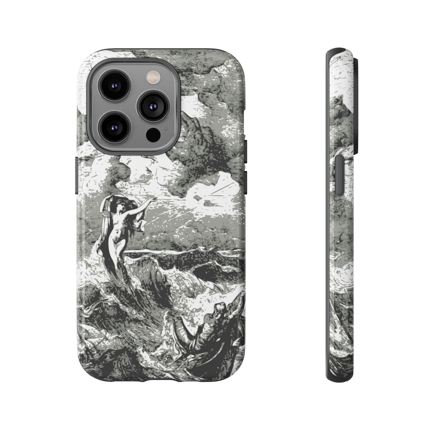 Vintage Ocean Art Phone Case — Mythic Sea Illustration Tough Case