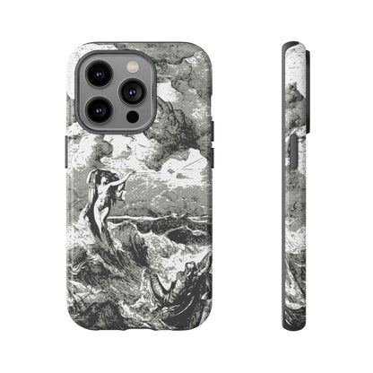 Vintage Ocean Art Phone Case — Mythic Sea Illustration Tough Case