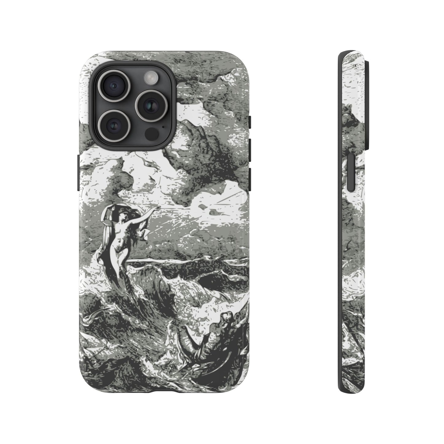 Vintage Ocean Art Phone Case — Mythic Sea Illustration Tough Case