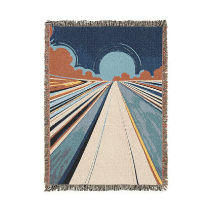 Woven Blanket - Retro Sunrise Abstract Throw Blanket