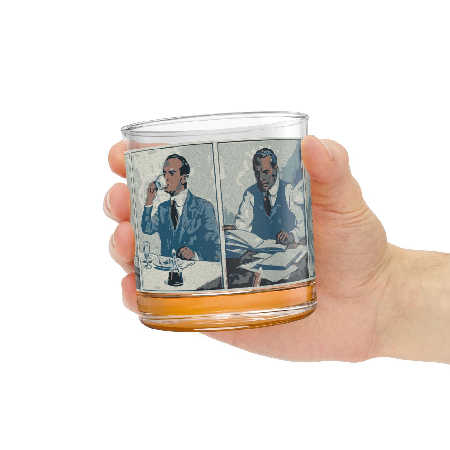 Vintage Gentleman Illustration Rocks Glass — 10 oz Whiskey Tumbler